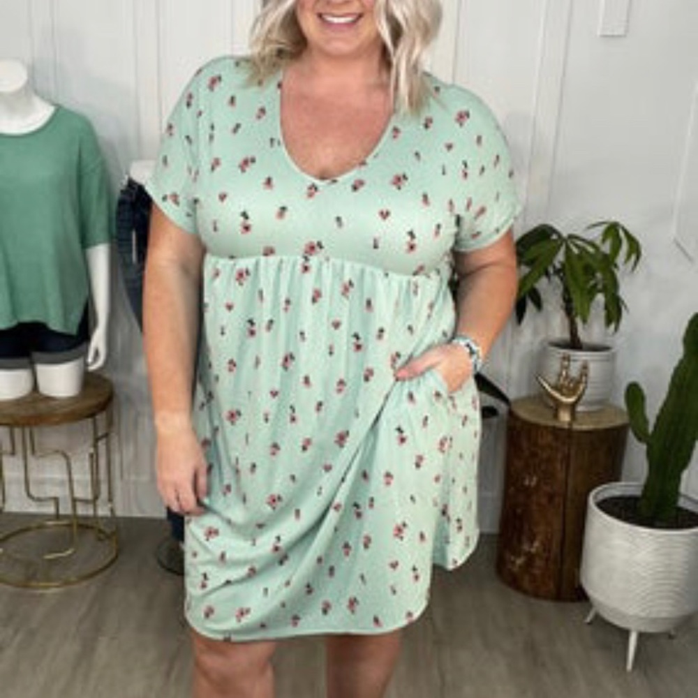 Mint Floral Dress